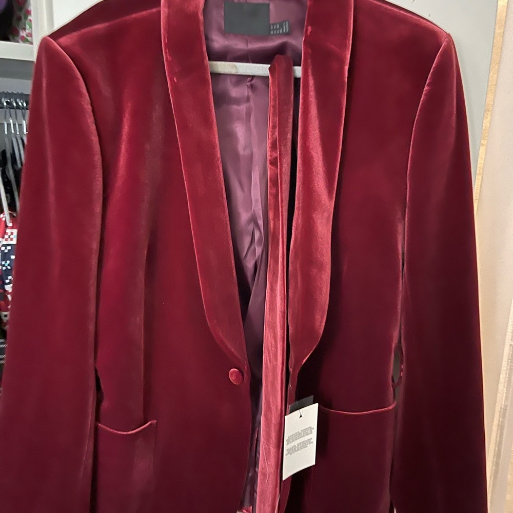 ASOS Maroon Velvet Blazer Suit Jacket